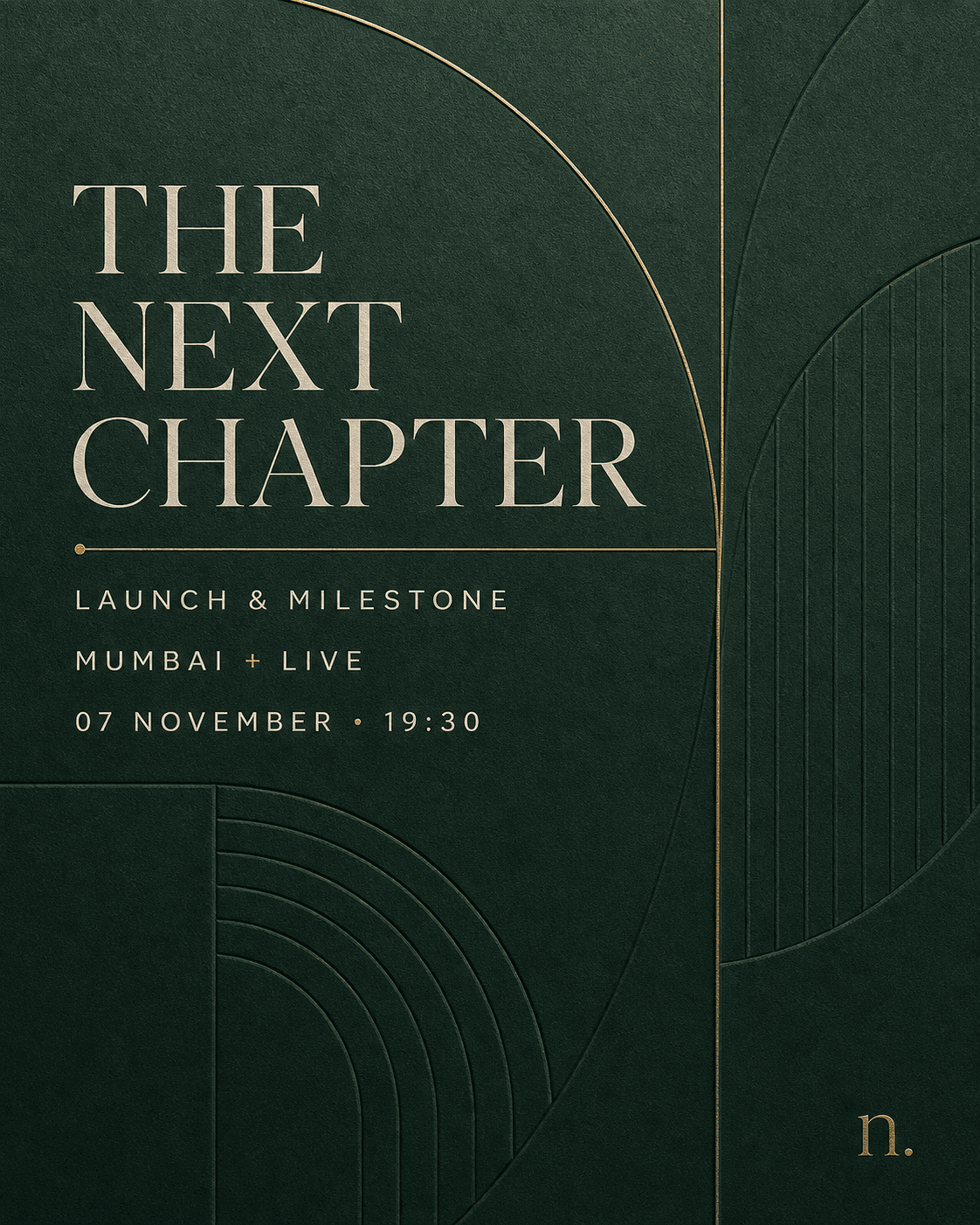The Next Chapter product launch invitation